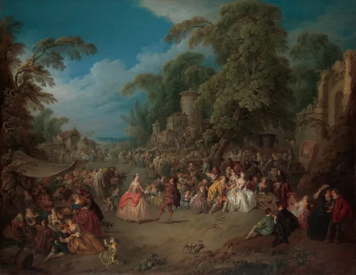 Framed Print : THE FAIR AT BEZONS, by Jean-Baptiste Joseph Pater, 1733, French painting, oil on canvas