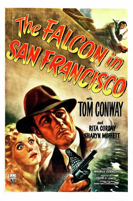 Framed Print : THE FALCON IN SAN FRANCISCO, US poster, from left: Rita Corday, Tom Conway, 1945