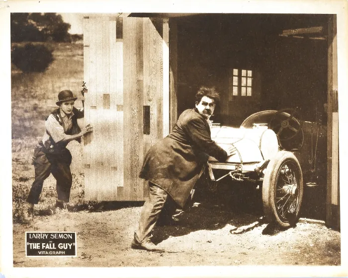 Framed Print : THE FALL GUY, lobbycard, from left: Larry Semon, Oliver Hardy, 1921 Framed Print : THE FALL GUY, lobbycard, from left: Larry Semon, Oliver Hardy, 1921