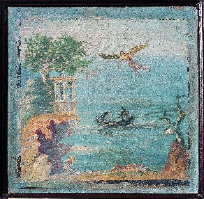 Framed Print : Fall of Icarus, by unknown artist, 45-79, 1st Century A.D. ripped fresco, 36 x 37 cm - Italy, Campania, Naples, National Archaeological Museum, Room LXXIII, inv. 9506