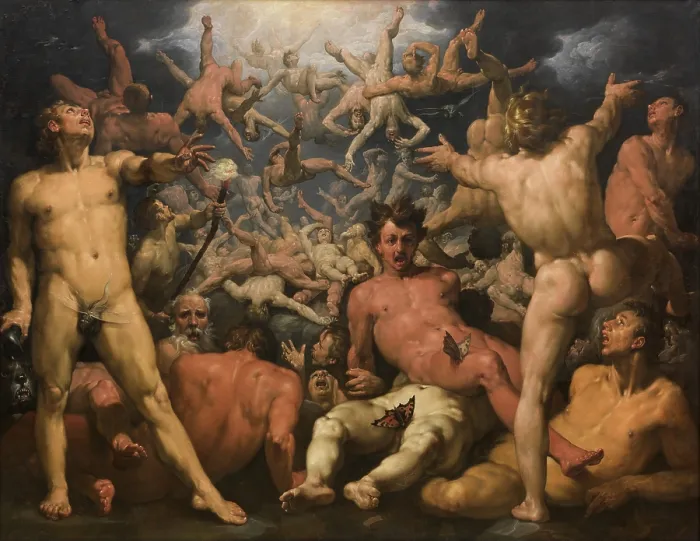 Framed Print : The Fall of the Titans, Dutch, 1588-1590, by Cornelis Cornelisz Van Haarlem, Dutch, Golden Age, Haarlem School, Dutch Mannerism, painting, oil on canvas