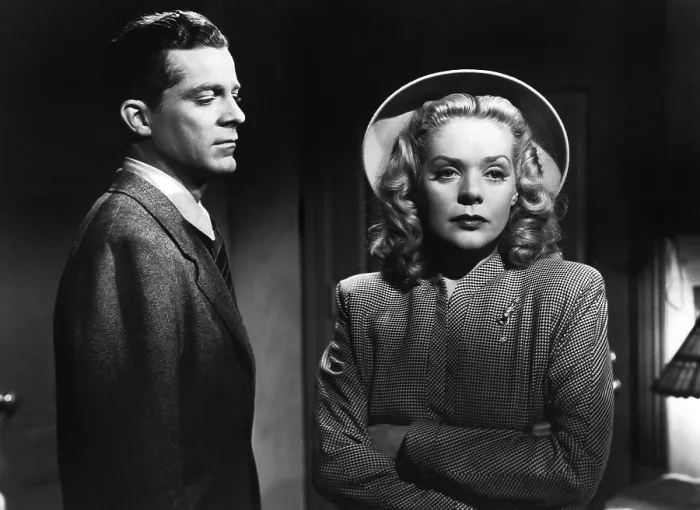 Framed Print : FALLEN ANGEL, Dana Andrews, Alice Faye, 1945. TM and Copyright 20th Century Fox Film Corp. All rights reserved. Courtesy: Everett Collection