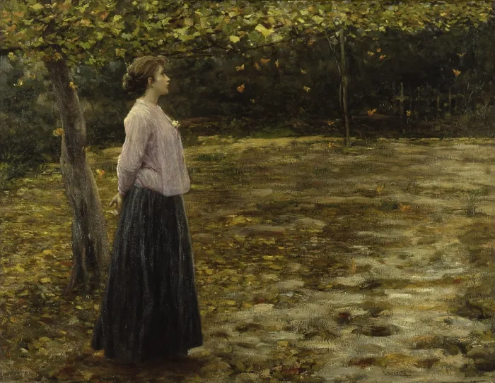 Framed Print : Falling Leaves (Foglie cadenti), by Cesare Laurenti, 1907, 20th Century, oil on canvas, 131 x 171 cm - Italy, Veneto, Venice, Venice Foundation. Whole artwork view