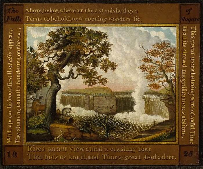 Framed Print : THE FALLS OF NIAGARA, by Edward Hicks, 1825, American painting, oil on canvas