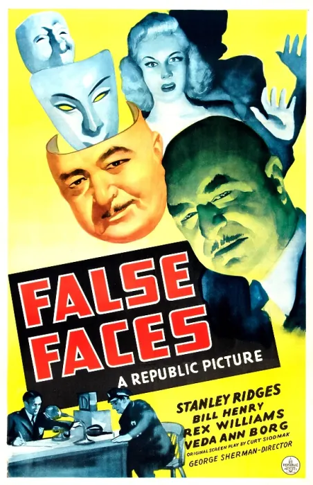 Framed Print : FALSE FACES, US poster, from top: Veda Ann Borg, Stanley Ridges, 1943 Framed Print : FALSE FACES, US poster, from top: Veda Ann Borg, Stanley Ridges, 1943