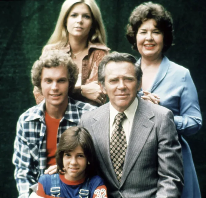 Framed Print : FAMILY, top from left: Meredith Baxter Birney, Sada Thompson, bottom from left: Gary Frank, Kristy McNichol, James Broderick, 1976-80