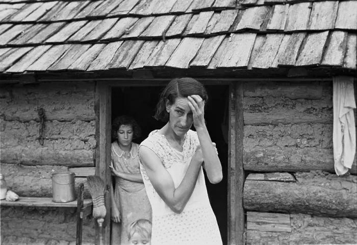 Framed Print : The family of poor farmer in Boone County, Arkansas. Since the end of the World War I agricultural boom, farmers struggled against debt and low prices