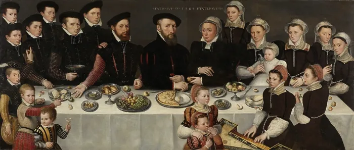 Framed Print : Family Portrait of Pierre de Moucheron, by unknown Netherlandish painter, 1563, oil on panel
