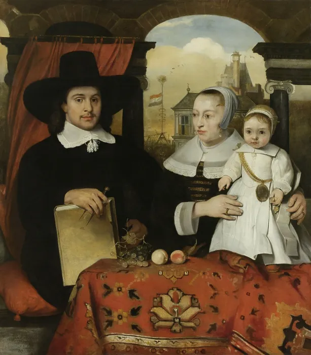 Framed Print : Family of Willem van der Helm, Municipal Architect of Leiden, by Carel Fabritius, 1656, Dutch painting, oil on canvas