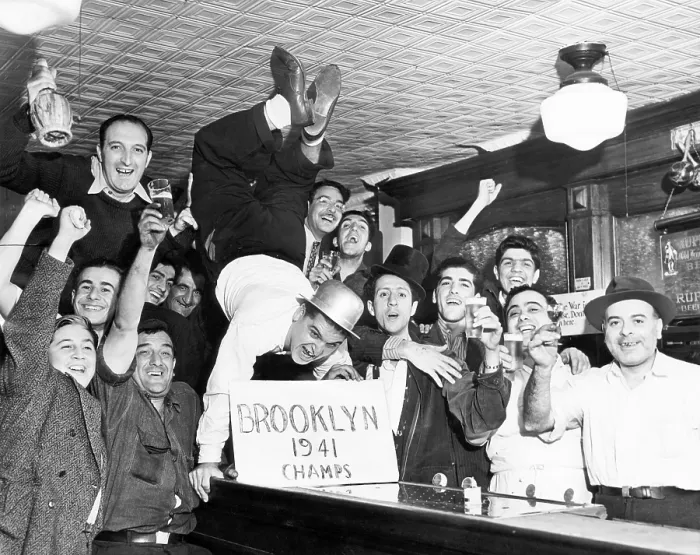 Framed Print : Fans cheer a Brooklyn Dodgers Pennant Victory in a bar on Withers Street. New York City, September 25, 1941. Courtesy: CSU Archives / Everett Collection Framed Print : Fans cheer a Brooklyn Dodgers Pennant Victory in a bar on Withers Street. New York City, September 25, 1941. Courtesy: CSU Archives / Everett Collection