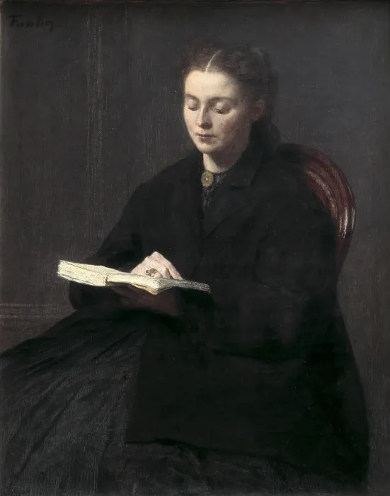 Framed Print : FANTIN-LATOUR, Henri-Theodore (1836-1904). Reading. 1863. Romanticism. Oil on canvas. BELGIUM. Tournai. Fine Arts Museum. - J