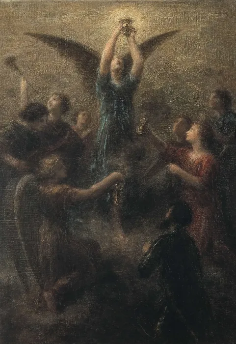 Framed Print : FANTIN-LATOUR, Henri-Thodore (1836-1904). The Grail, prelude to Lohengrin. 1902. Subject inspired in Richard Wagner's work. Post-Impressionism. Oil on canvas. FRANCE. Paris Framed Print : FANTIN-LATOUR, Henri-Thodore (1836-1904). The Grail, prelude to Lohengrin. 1902. Subject inspired in Richard Wagner's work. Post-Impressionism. Oil on canvas. FRANCE. Paris