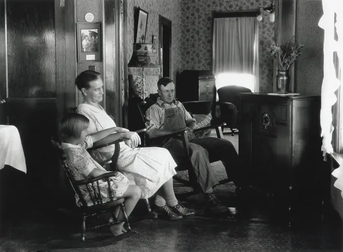 Framed Print : Farm family listening to their radio, Michigan, Aug. 15, 1930. Photo by George Ackerman. (BSLOC_2013_8_85)