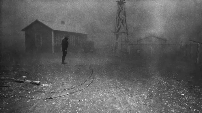 Framed Print : Farmer stands in a dust storm in New Mexico, Spring 1935. Photo by Dorothea Lange. (BSLOC_2013_7_18)