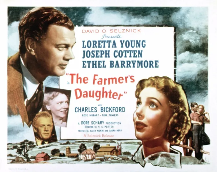 Framed Print : THE FARMER'S DAUGHTER, Joseph Cotton, Loretta Young, (poster art), 1947