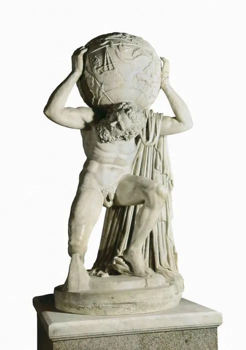 Framed Print : Farnese Atlas. 2nd c. Roman copy after Hellenistic original. Hellenistic art. Sculpture on marble. ITALY. Naples. National Museum of Archaeology