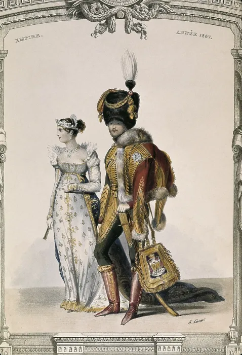 Framed Print : Fashion of the Napoleonic Empire in France, 1807. Engraving. - BeBa / Iberfoto / Everett Collection (207143)**US SALES ONLY**
