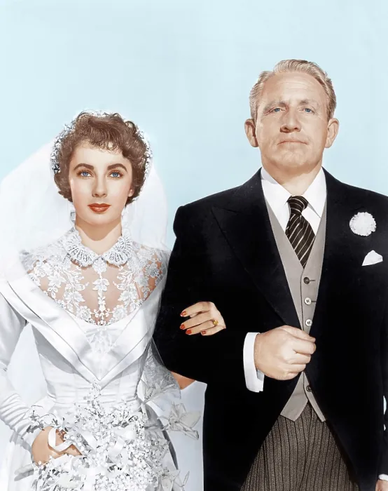 Framed Print : FATHER OF THE BRIDE, from left: Elizabeth Taylor, Spencer Tracy, 1950