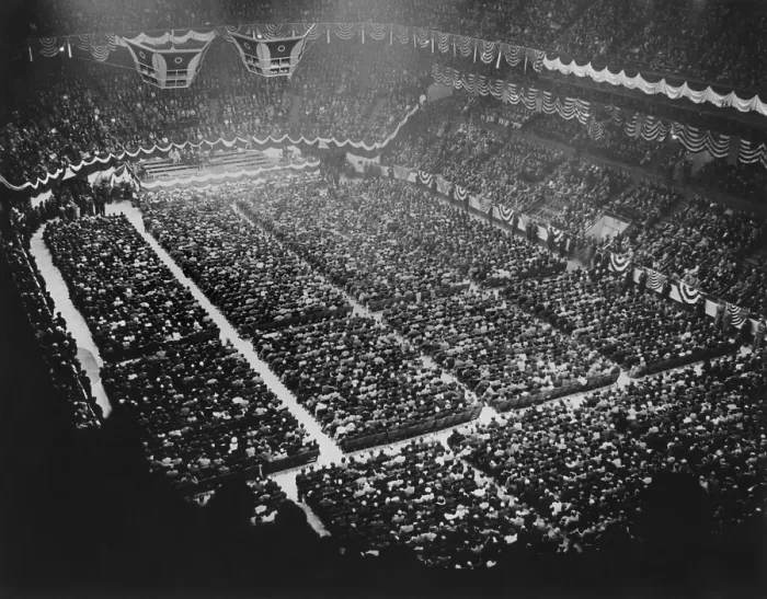 Framed Print : Father Coughlan spoke to a crowd of 17, 000 in Madison Square Garden, New York. May 22, 1935. He appealed to union men to join his National Union for Social Justice