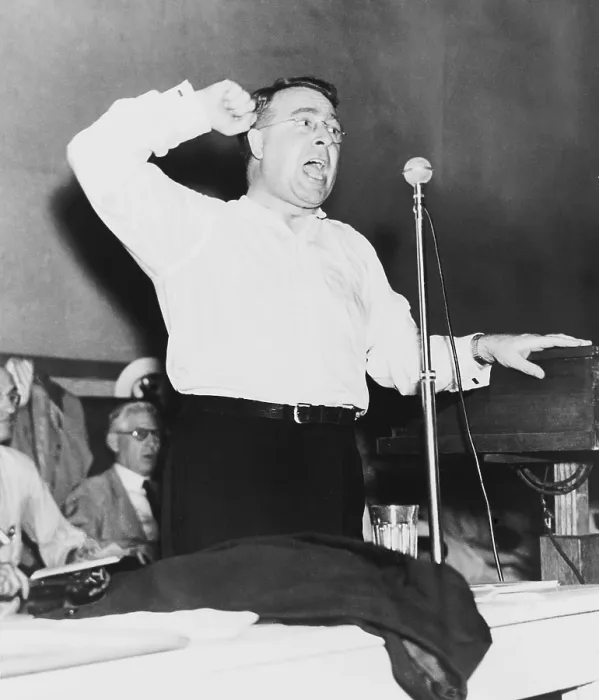Framed Print : Father Coughlin (1891-1979), radio priest, attacking the Roosevelt administration at the Townsend National Convention, Cleveland, Ohio in 1936