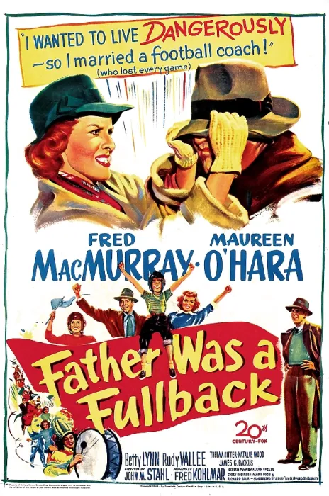 Framed Print : FATHER WAS A FULLBACK, US poster, top from left: Maureen O'Hara, Fred MacMurray, 1949. TM and copyright 20th Century Fox Film Corp