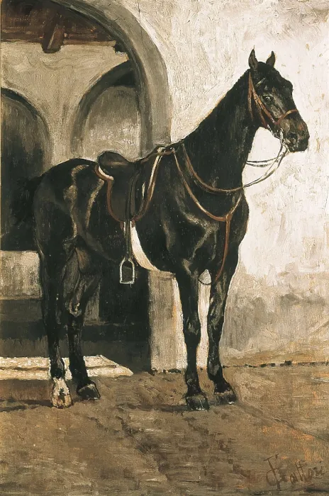 Framed Print : FATTORI, Giovanni (1825-1908). The Black Horse. Macchiaioli. Oil on canvas. ITALY. Milan. Galleria d'Arte Moderna (Gallery of Modern Art)