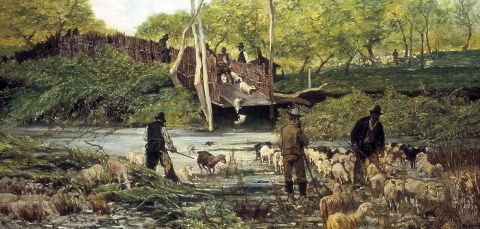 Framed Print : FATTORIGiovanni (1825-1908). The Sheep Jump. 1907. Macchiaioli. Oil on canvas. ITALY. Florence. Galleria d'Arte Moderna. Palazzo Pitti (Gallery of Modern Art. Pitti Palace)