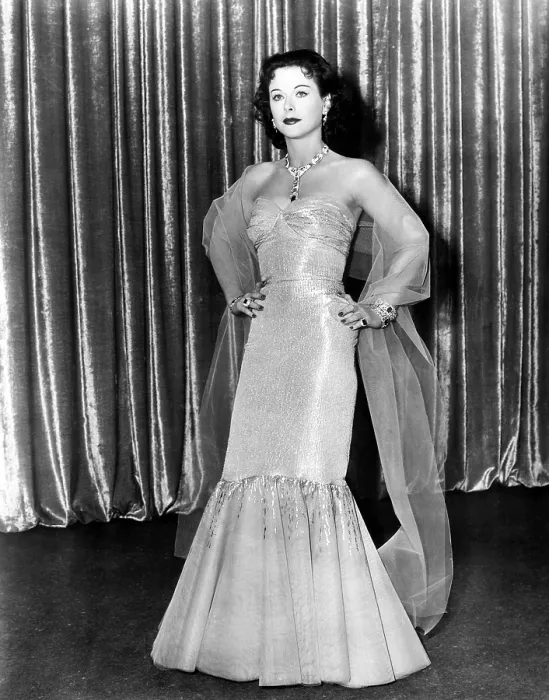 Framed Print : MY FAVORITE SPY, Hedy Lamarr, in a gown by Edith Head, 1951 Framed Print : MY FAVORITE SPY, Hedy Lamarr, in a gown by Edith Head, 1951