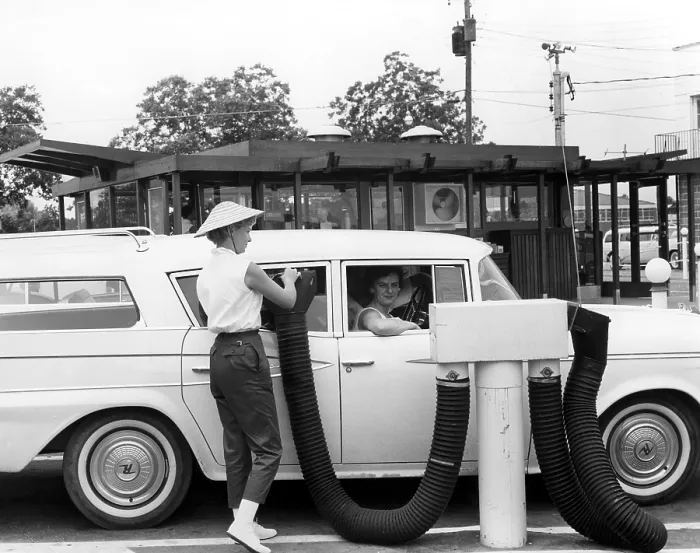 Framed Print : FAYETTEVILLE, N.C--Placed in window by carhop girl