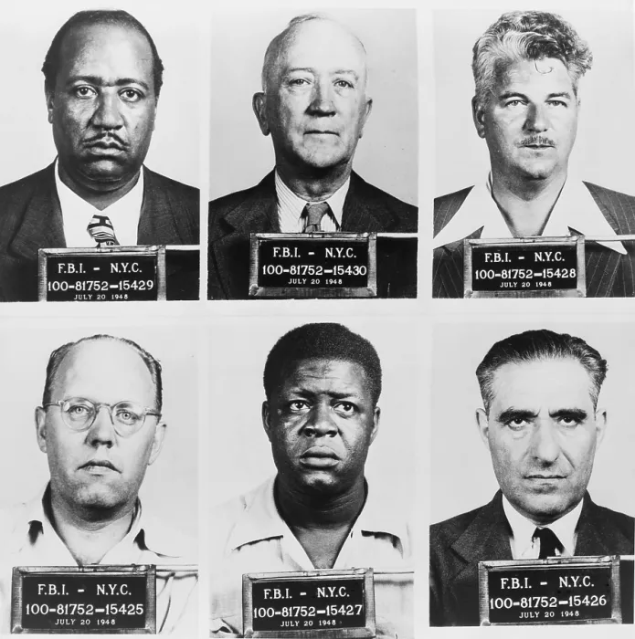 Framed Print : FBI mug shots of six top-ranking members of the American Communist Party: Eugene Dennis, William Z. Foster, Benjamin Davis, John Williamson, Henry Winston, and Jacob Stachel Framed Print : FBI mug shots of six top-ranking members of the American Communist Party: Eugene Dennis, William Z. Foster, Benjamin Davis, John Williamson, Henry Winston, and Jacob Stachel