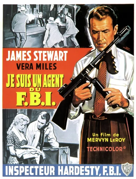 Framed Print : THE F.B.I. STORY, (aka JE SUIS UN AGENT DU F.B.I.), James Stewart (right), (French poster art), 1959