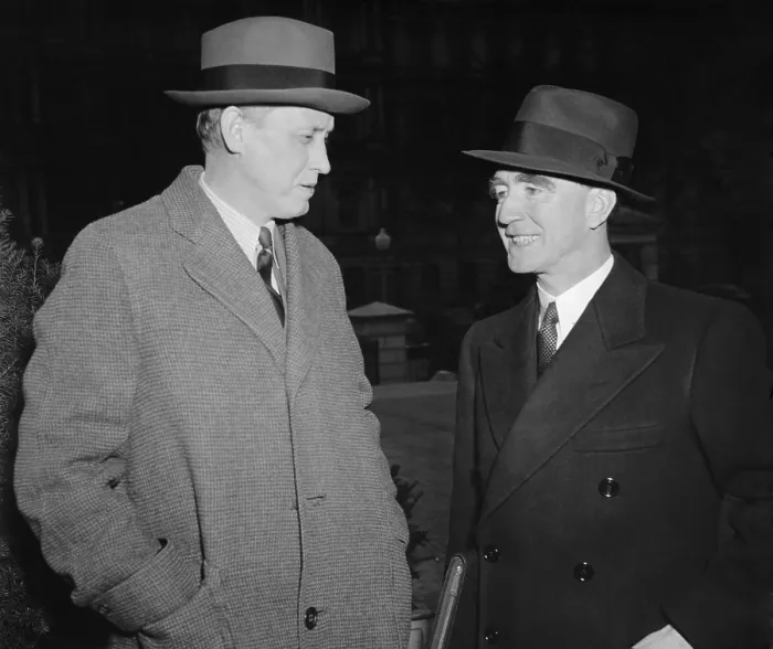 Framed Print : FDR's new cabinet members, Harry Hopkins and Frank Murphy. Jan. 26, 1939. Hopkins was the new Commerce Secretary and still FDR's indispensable advisor