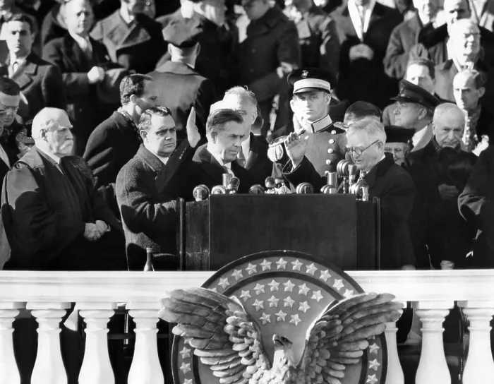 Framed Print : FDR's third term Vice President, Henry A. Wallace took the oath of office as administered by outgoing VP, John Nance Garner Framed Print : FDR's third term Vice President, Henry A. Wallace took the oath of office as administered by outgoing VP, John Nance Garner