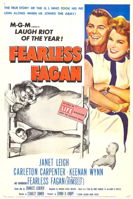 Framed Print : FEARLESS FAGAN, US poster, right from top: Carleton Carpenter, Janet Leigh, Keenan Wynn, 1952