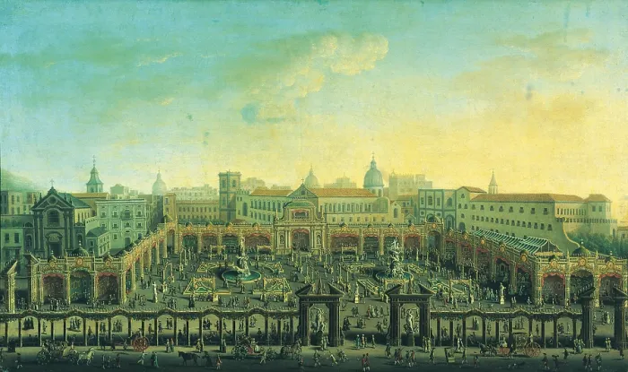 Framed Print : Feast at Largo di Palazzo (Festa al Largo di Palazzo), by Antonio Joli, 18th Century, oil on canvas - Whole artwork view