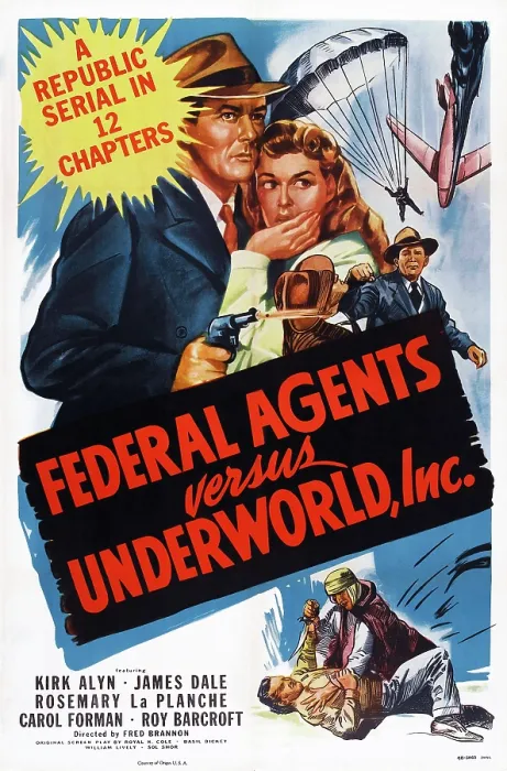Framed Print : FEDERAL AGENTS VS. UNDERWORLD, INC. US poster art, from left: Kirk Alyn, Rosemary La Planche, 1949