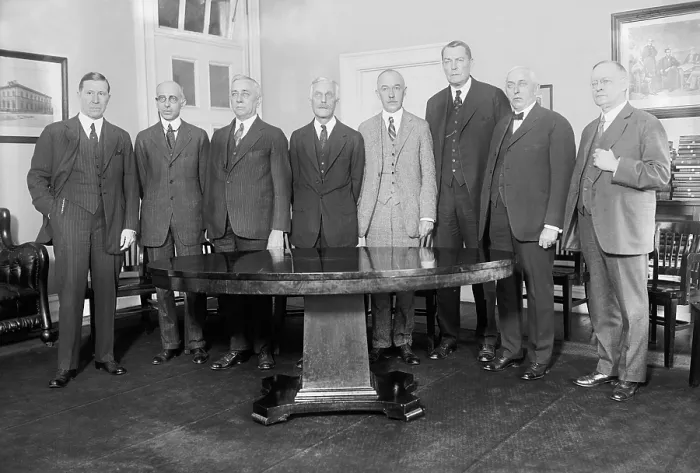 Framed Print : The Federal Reserve Board of Governors with Secretary of the Treasury Andrew Mellon (4th from left), May 16, 1923
