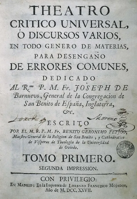 Framed Print : FEIJOO y MONTENEGRO, Benito Jernimo (1673-1764). 'Teatro Crtico Universal'(Universal Critical Theatre). Edition carried out in Madrid in 1777. SPAIN. Barcelona