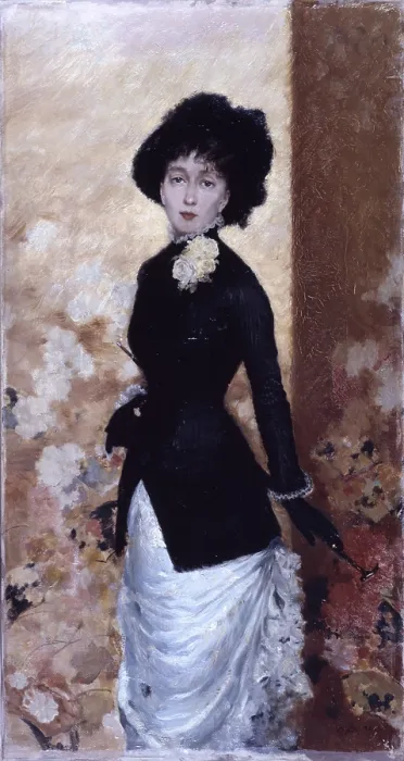 Framed Print : Female Figure (Figura di donna), by Giuseppe De Nittis, 1880, 19th century, oil on canvas, 79 x 38 cm - Italy, Puglia, Barletta, Giuseppe De Nittis Collection. Whole artwork view Framed Print : Female Figure (Figura di donna), by Giuseppe De Nittis, 1880, 19th century, oil on canvas, 79 x 38 cm - Italy, Puglia, Barletta, Giuseppe De Nittis Collection. Whole artwork view