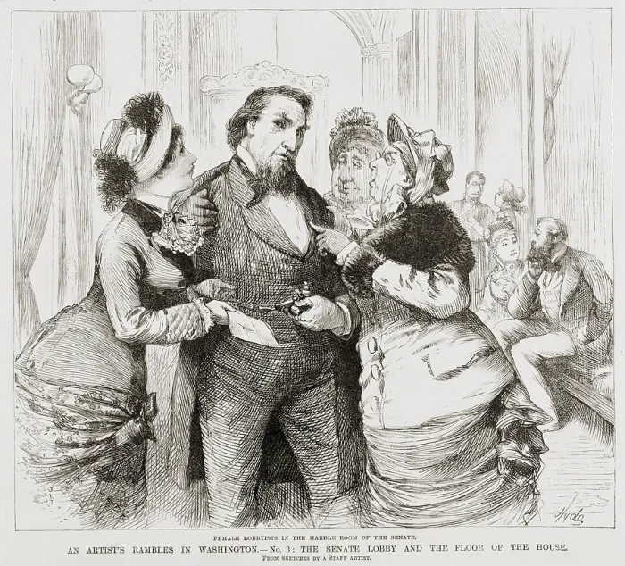 Framed Print : Female lobbyists in the Marble Room of the Senate, 1884