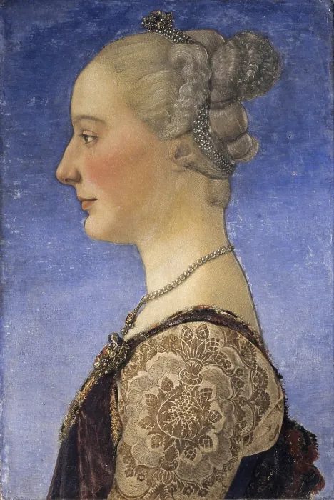 Framed Print : Female Portrait (Ritratto femminile), by Antonio del Pollaiolo, c. 1480, 15th Century, tempera and oil on board, 55 x 34 cm - Italy, Tuscany, Florence, Uffizi Gallery Framed Print : Female Portrait (Ritratto femminile), by Antonio del Pollaiolo, c. 1480, 15th Century, tempera and oil on board, 55 x 34 cm - Italy, Tuscany, Florence, Uffizi Gallery