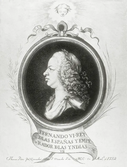 Framed Print : FERDINAND VI of Spain (1713-1759). King of Spain (1746-1759). Engraving by Toms Francisco Prieto (1752). Engraving. SPAIN. Madrid. National Library Framed Print : FERDINAND VI of Spain (1713-1759). King of Spain (1746-1759). Engraving by Toms Francisco Prieto (1752). Engraving. SPAIN. Madrid. National Library