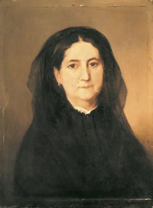 Framed Print : FERNAN CABALLERO, Cecilia BOhl de Faber, called (1796-1879). Spanish writer of Romanticism and Realism. Work by CANO DE LA PEnA, Eduardo (1823-1897). Romanticism. Oil on wood