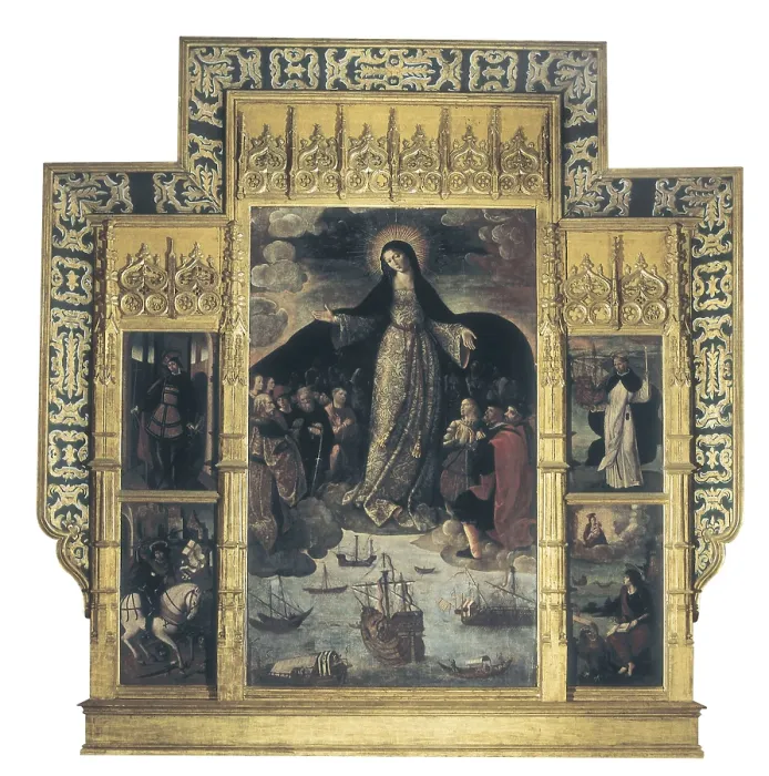 Framed Print : FERNANDEZ, Alejo (1475-1546). The Virgin of the Navigators. 1536. Gothic art. Oil on wood. SPAIN. Sevilla. General Archives of the Indies. AISA / Everett Collection**US SALES ONLY** Framed Print : FERNANDEZ, Alejo (1475-1546). The Virgin of the Navigators. 1536. Gothic art. Oil on wood. SPAIN. Sevilla. General Archives of the Indies. AISA / Everett Collection**US SALES ONLY**