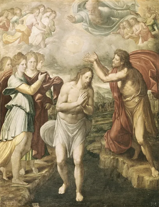 Framed Print : FERNANDEZ NAVARRETE, Juan, called 'el Mudo' (1526-1579). The Baptism of Christ. 1574. Renaissance art. Oil on wood. SPAIN. Madrid. Prado Museum Framed Print : FERNANDEZ NAVARRETE, Juan, called 'el Mudo' (1526-1579). The Baptism of Christ. 1574. Renaissance art. Oil on wood. SPAIN. Madrid. Prado Museum