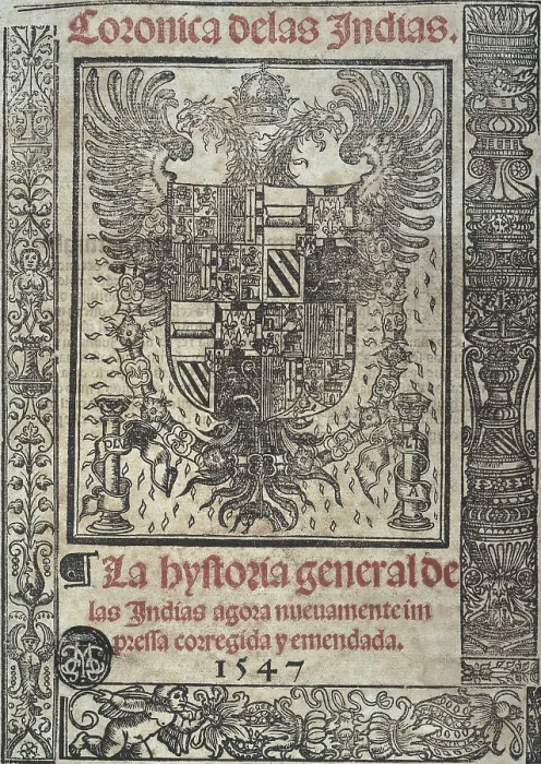 Framed Print : FERNANDEZ DE OVIEDO Y VALDES, Gonzalo (1478-1557). 'Crnica de las Indias' (Chronicle of the Indies). Edition printed in Salamanca in 1547. SPAIN. Madrid Framed Print : FERNANDEZ DE OVIEDO Y VALDES, Gonzalo (1478-1557). 'Crnica de las Indias' (Chronicle of the Indies). Edition printed in Salamanca in 1547. SPAIN. Madrid