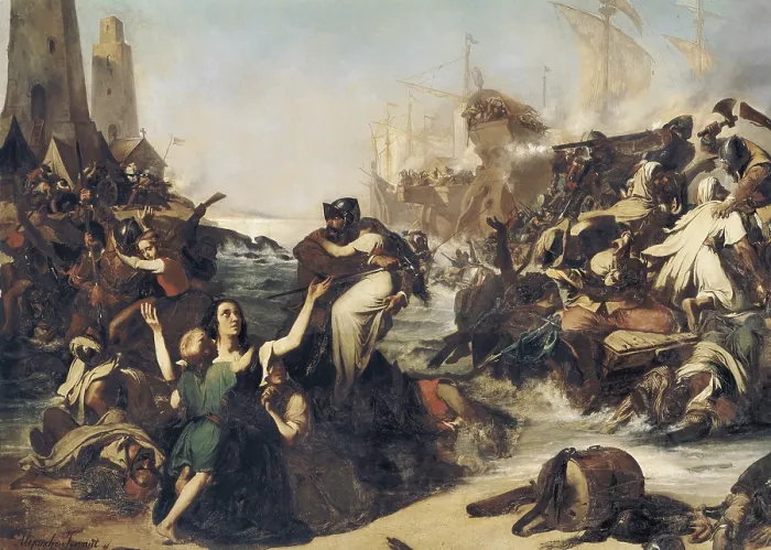 Framed Print : FERRANT FISCHERMANS, Alejandro (1843-1917). Armed action of the citizens of Cadiz against the moors in 1574. 1866 Framed Print : FERRANT FISCHERMANS, Alejandro (1843-1917). Armed action of the citizens of Cadiz against the moors in 1574. 1866