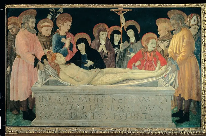 Framed Print : Ferrarese artist (Galasso), Deposition from the Cross and Saints, 1450 - 1455, 15th Century, tavola, Italy, Emilia Romagna, Ferrara, National Gallery of Art