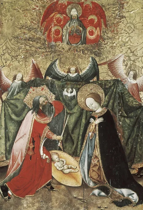Framed Print : FERRER II, Jaume (15th century). Altarpiece from Verd. 1432-1434. Panel of Christ's Birth. Gothic art. Tempera on wood. SPAIN. Vic. Vic Episcopal Museum. Proc: SPAIN. Verd Framed Print : FERRER II, Jaume (15th century). Altarpiece from Verd. 1432-1434. Panel of Christ's Birth. Gothic art. Tempera on wood. SPAIN. Vic. Vic Episcopal Museum. Proc: SPAIN. Verd