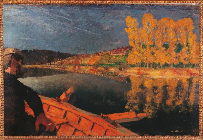 Framed Print : The Ferryman Cipa Godebski in a Boat on the Yonne, by Edouard Vuillard, 1897, 19th Century, oil on canvas, cm 51 x 74, 5 - France, Ile de France, Paris, Muse dOrsay, RF1977-385 Framed Print : The Ferryman Cipa Godebski in a Boat on the Yonne, by Edouard Vuillard, 1897, 19th Century, oil on canvas, cm 51 x 74, 5 - France, Ile de France, Paris, Muse dOrsay, RF1977-385